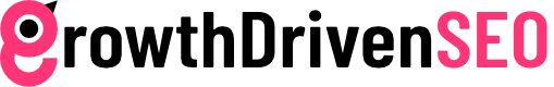 growth-driven-SEO logo in pink and black colour with a transparent background
